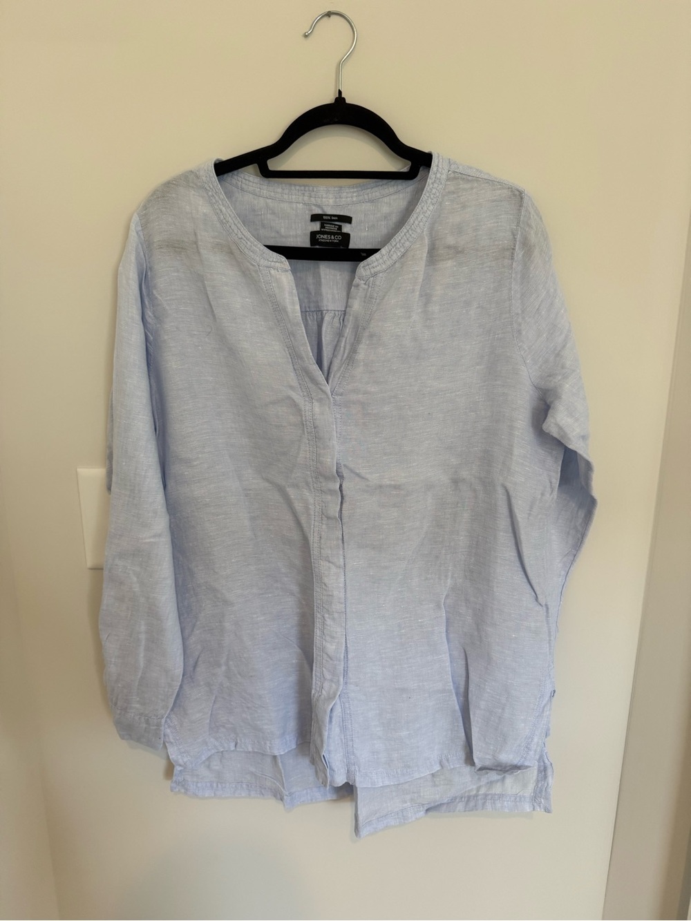 Jones New York Light Blue Linen Button-Down Tunic